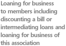 Loaning for business to members including discounting a bill or intermediating loans and loaning for business of this association